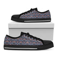 Damask Boho Pattern Print Black Low Top Sneakers