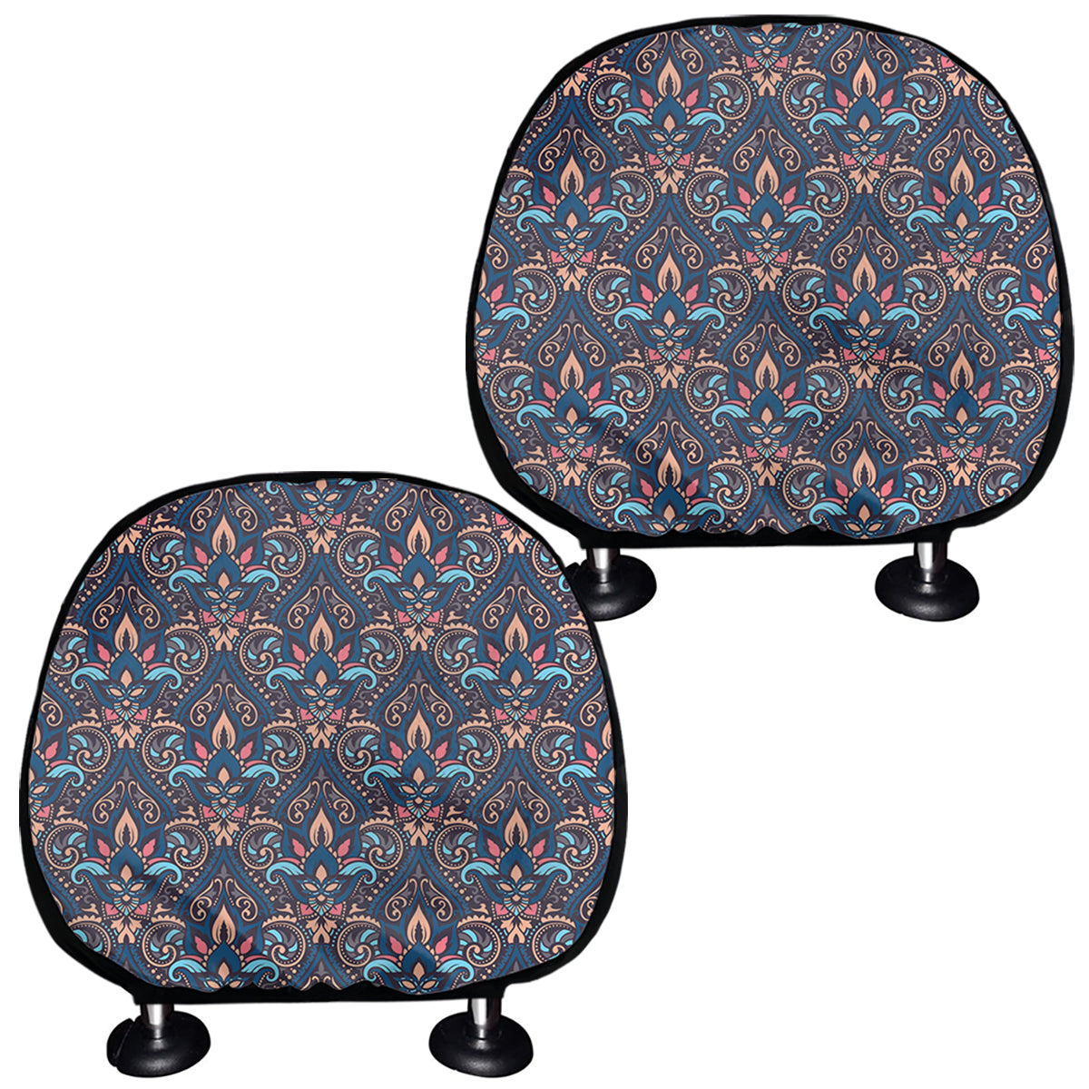 Damask Boho Pattern Print Car Headrest Covers
