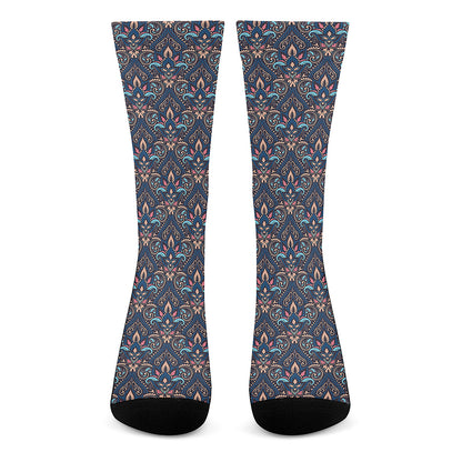 Damask Boho Pattern Print Crew Socks