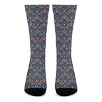 Damask Boho Pattern Print Crew Socks