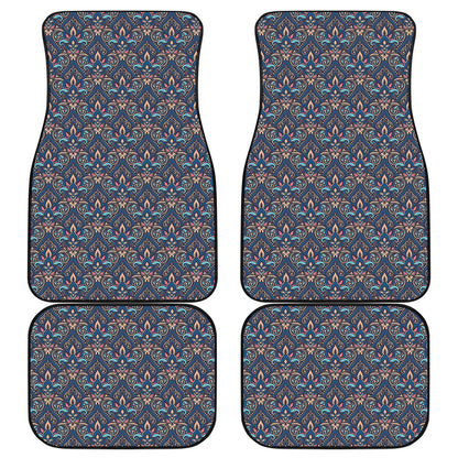 Damask Boho Pattern Print Front and Back Car Floor Mats