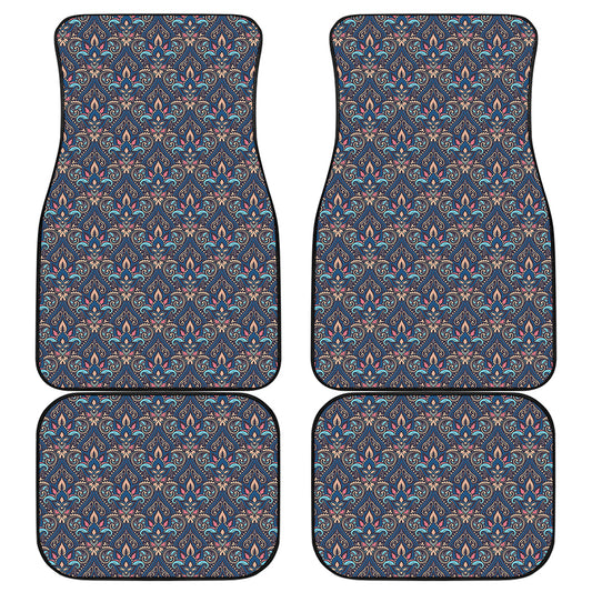 Damask Boho Pattern Print Front and Back Car Floor Mats