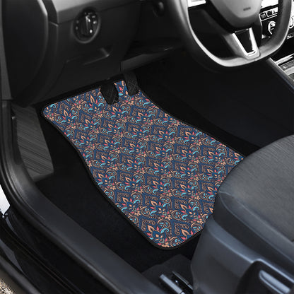 Damask Boho Pattern Print Front and Back Car Floor Mats