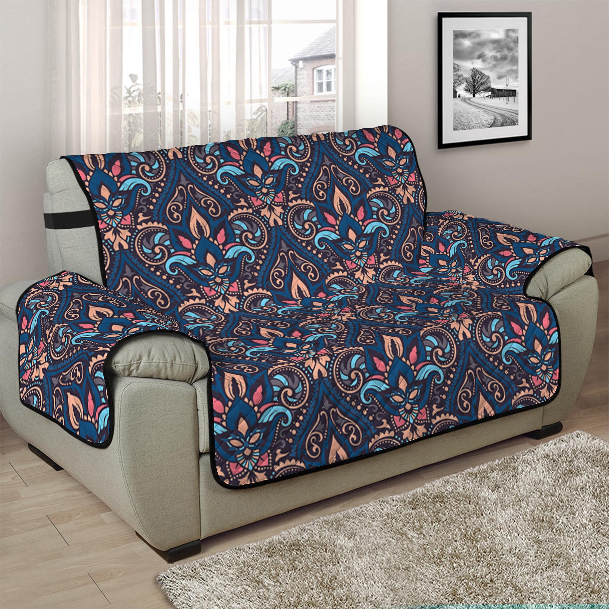 Damask Boho Pattern Print Half Sofa Protector