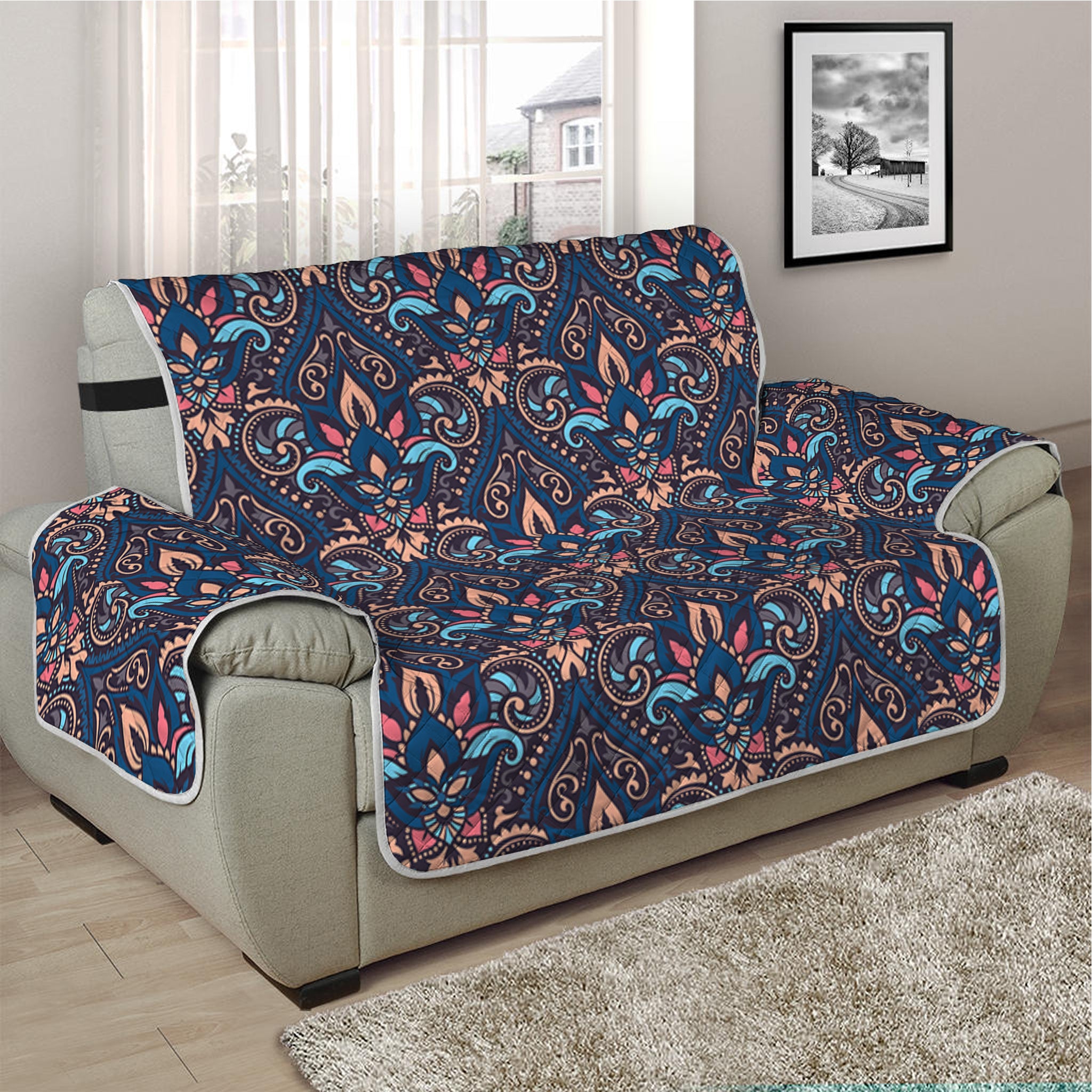 Damask Boho Pattern Print Half Sofa Protector