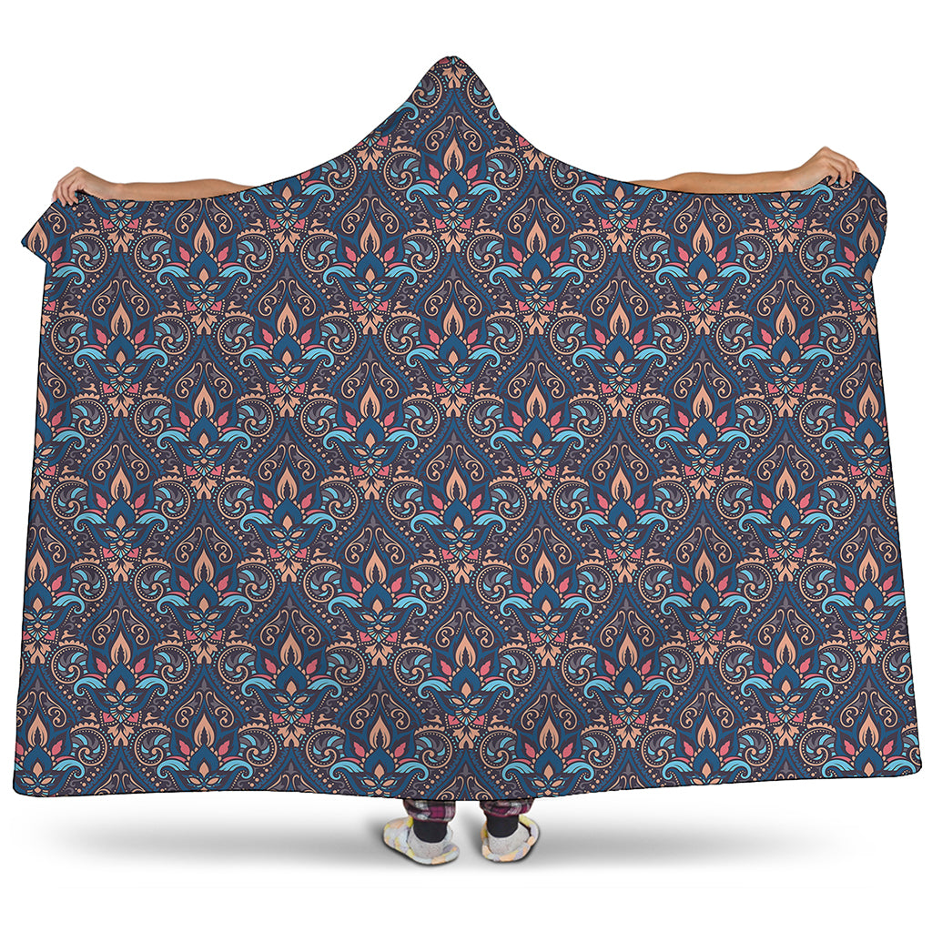 Damask Boho Pattern Print Hooded Blanket