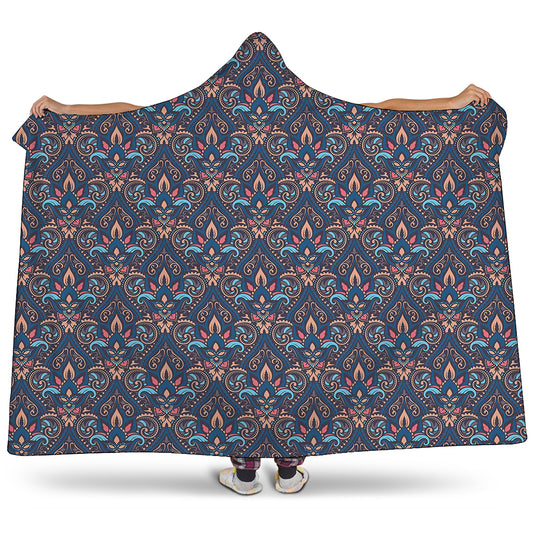 Damask Boho Pattern Print Hooded Blanket