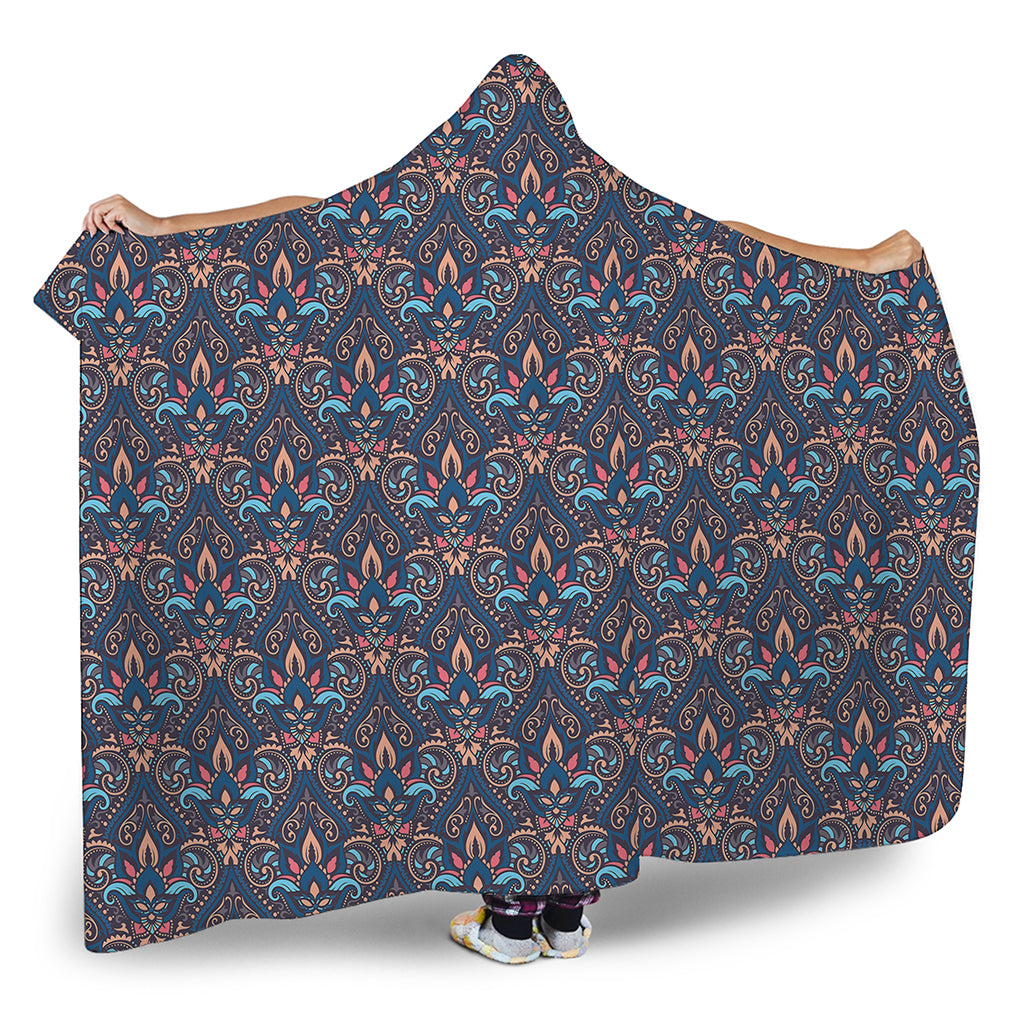 Damask Boho Pattern Print Hooded Blanket