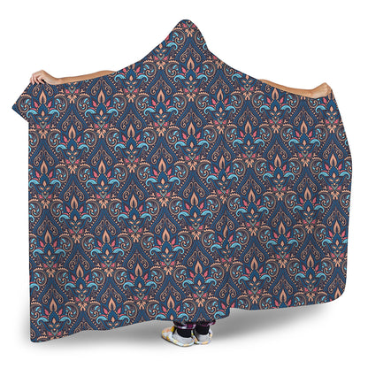 Damask Boho Pattern Print Hooded Blanket