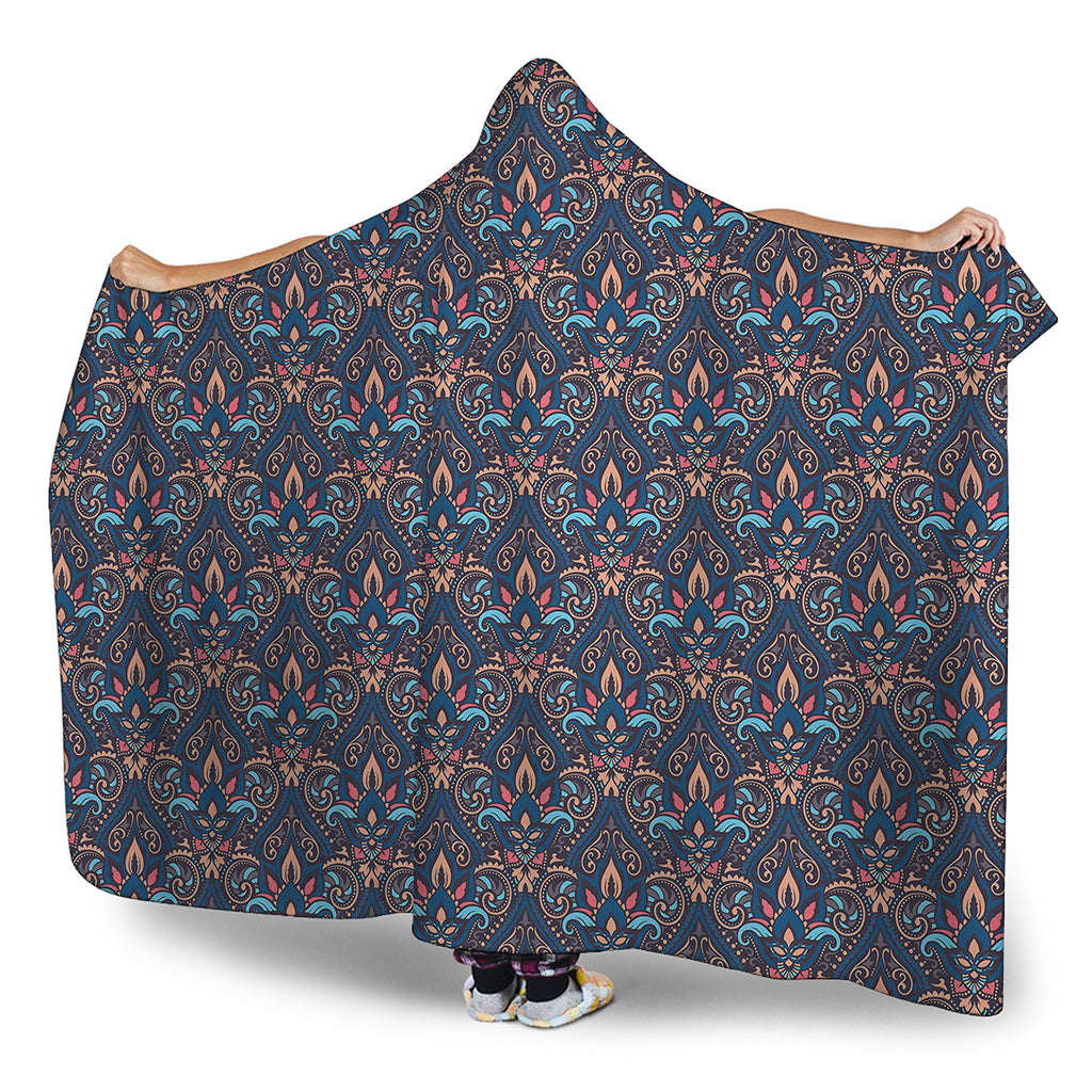 Damask Boho Pattern Print Hooded Blanket