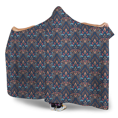 Damask Boho Pattern Print Hooded Blanket