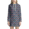 Damask Boho Pattern Print Pullover Hoodie Dress