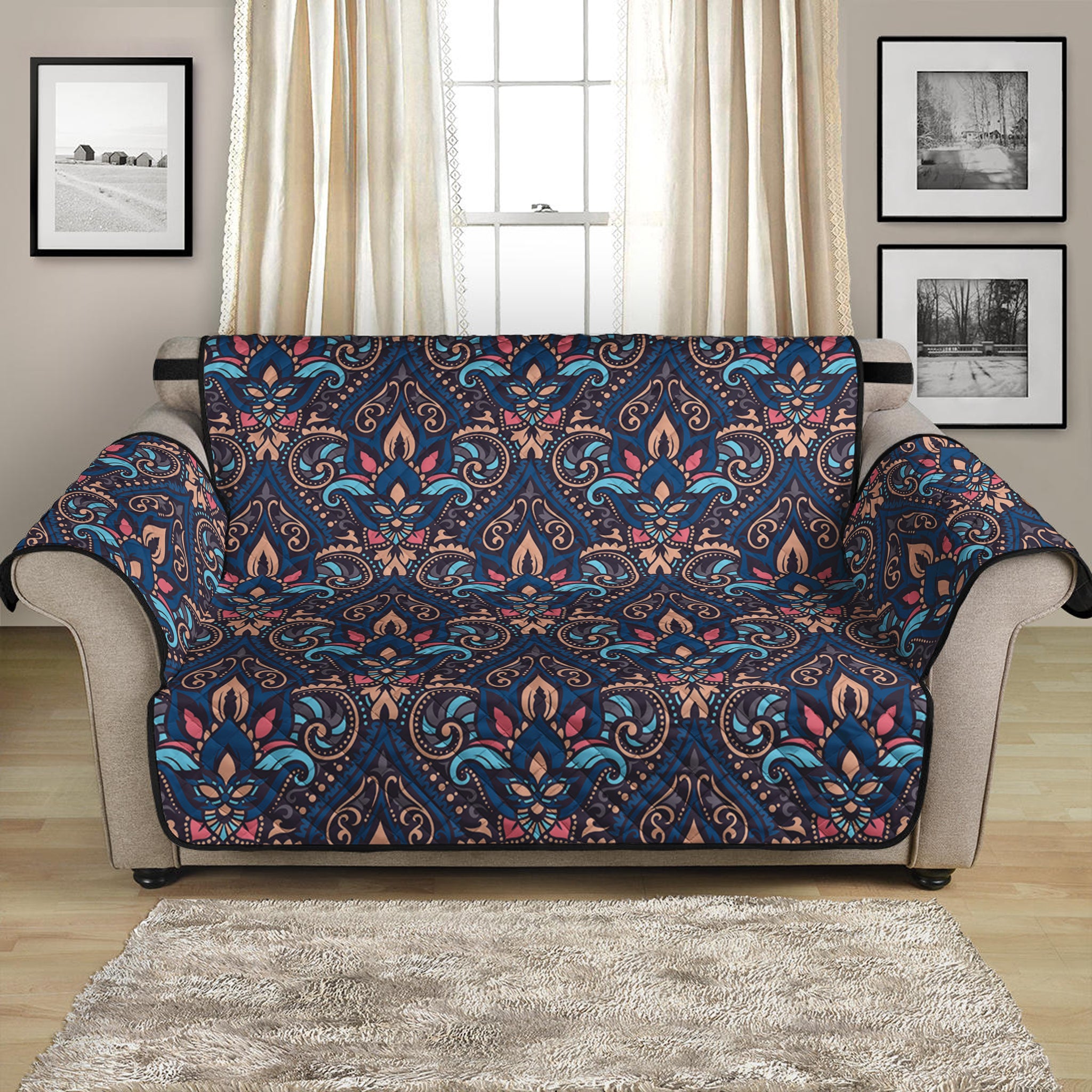 Damask Boho Pattern Print Loveseat Protector