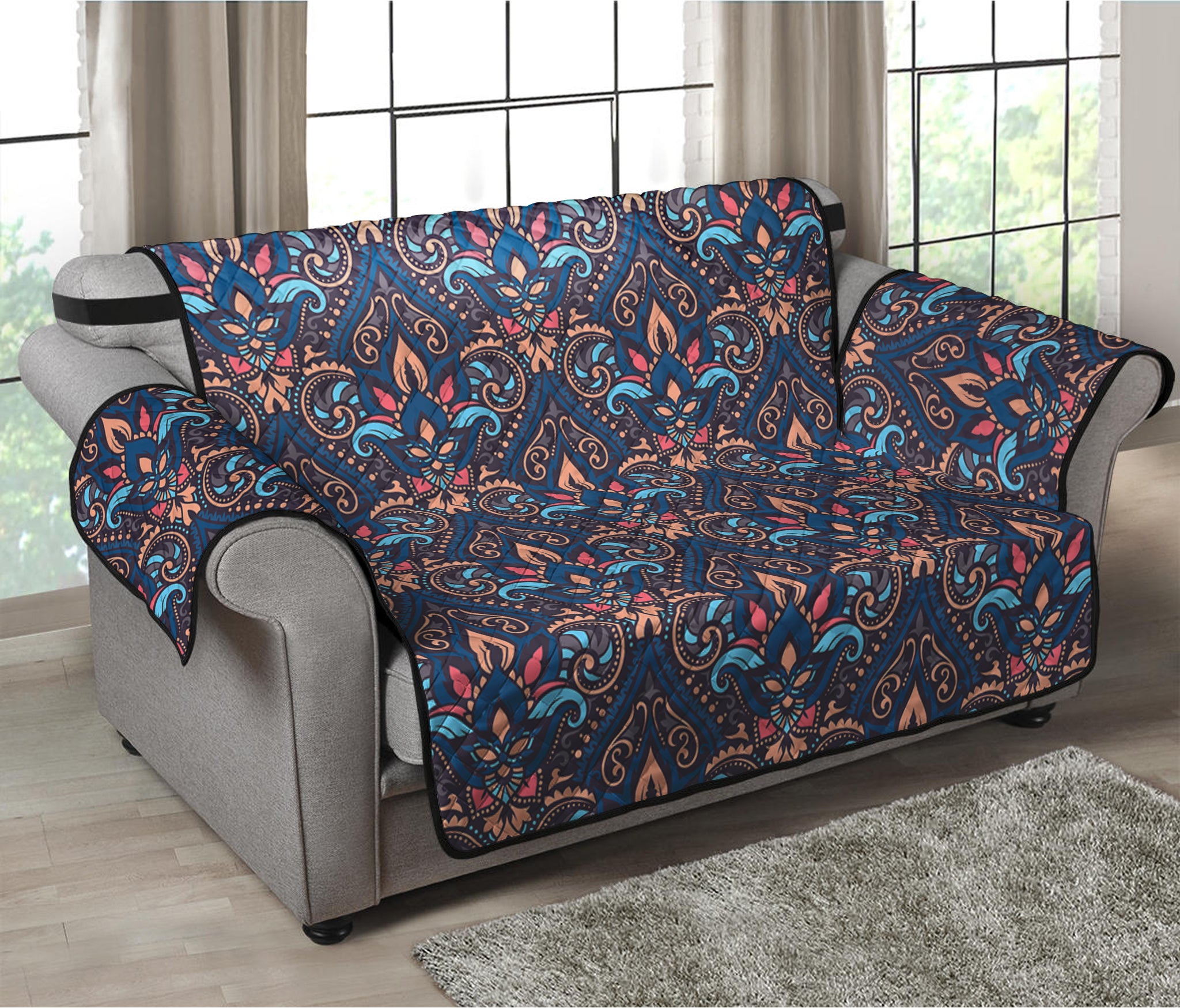 Damask Boho Pattern Print Loveseat Protector