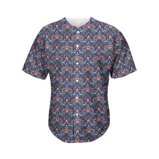 Damask Boho Pattern Print Men's Baseball Jersey