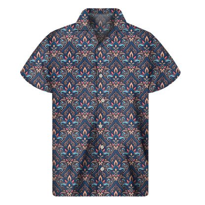 Damask Boho Pattern Print Men's Short Sleeve Shirt