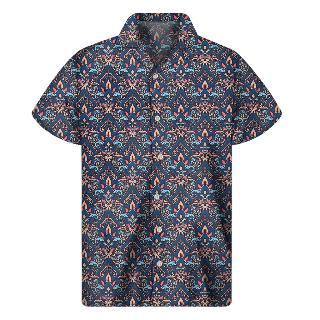 Damask Boho Pattern Print Men's Short Sleeve Shirt