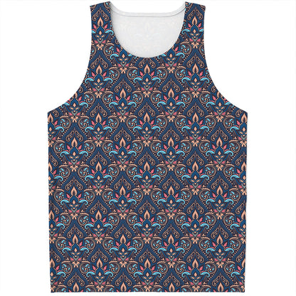 Damask Boho Pattern Print Men's Tank Top
