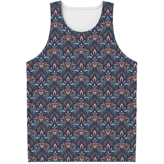 Damask Boho Pattern Print Men's Tank Top