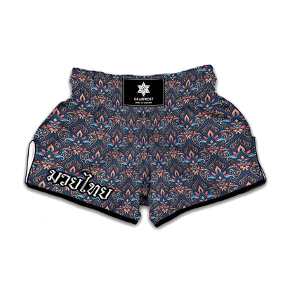 Damask Boho Pattern Print Muay Thai Boxing Shorts