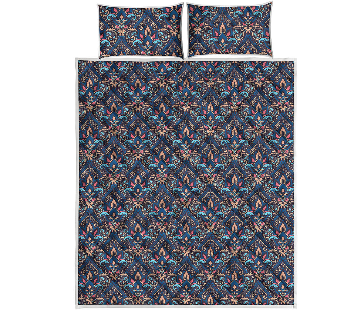 Damask Boho Pattern Print Quilt Bed Set