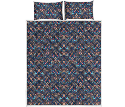 Damask Boho Pattern Print Quilt Bed Set