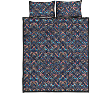 Damask Boho Pattern Print Quilt Bed Set