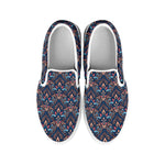 Damask Boho Pattern Print White Slip On Shoes