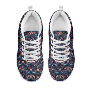 Damask Boho Pattern Print White Sneakers