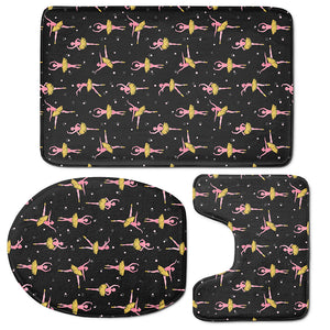 Dancing Ballet Pattern Print 3 Piece Bath Mat Set