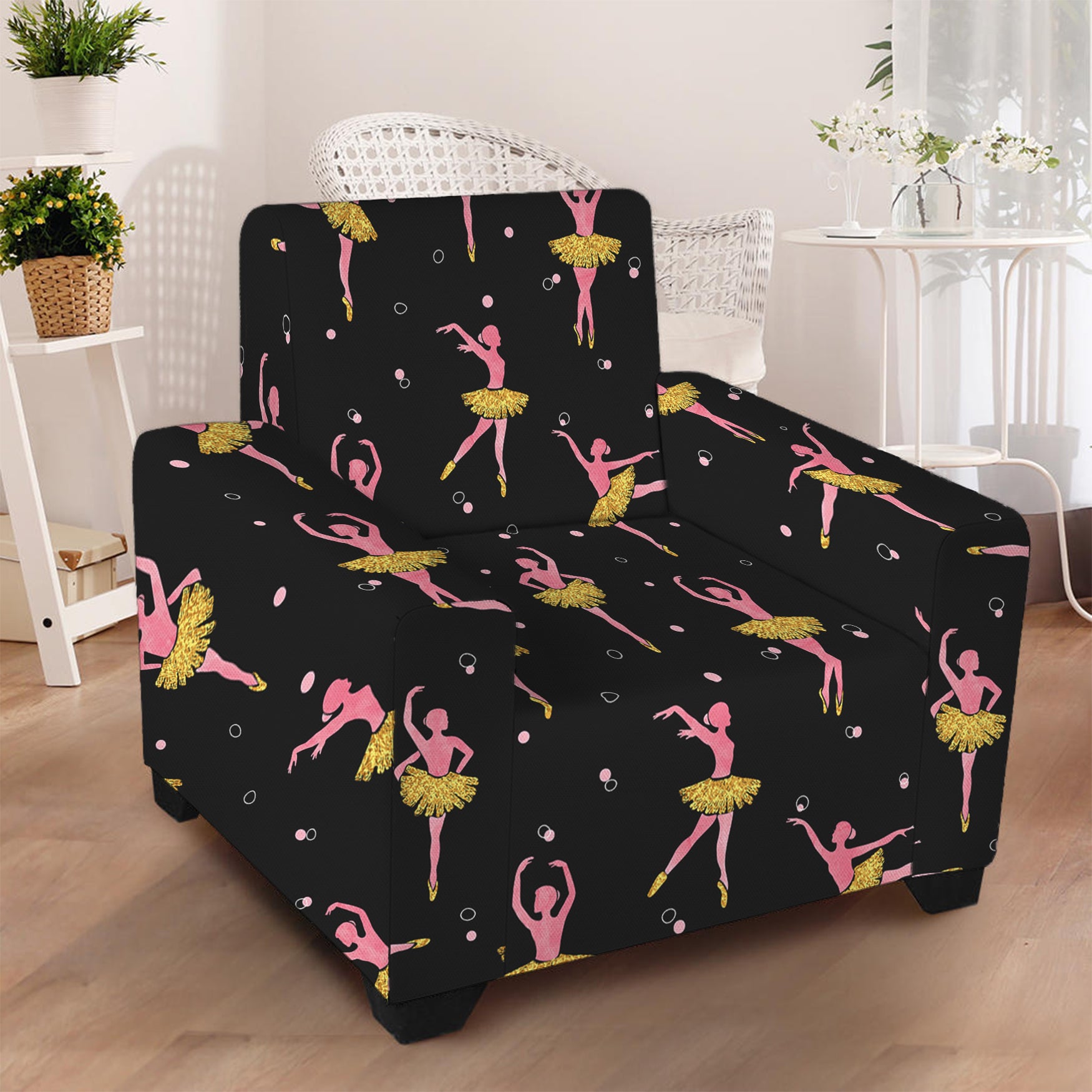 Dancing Ballet Pattern Print Armchair Slipcover