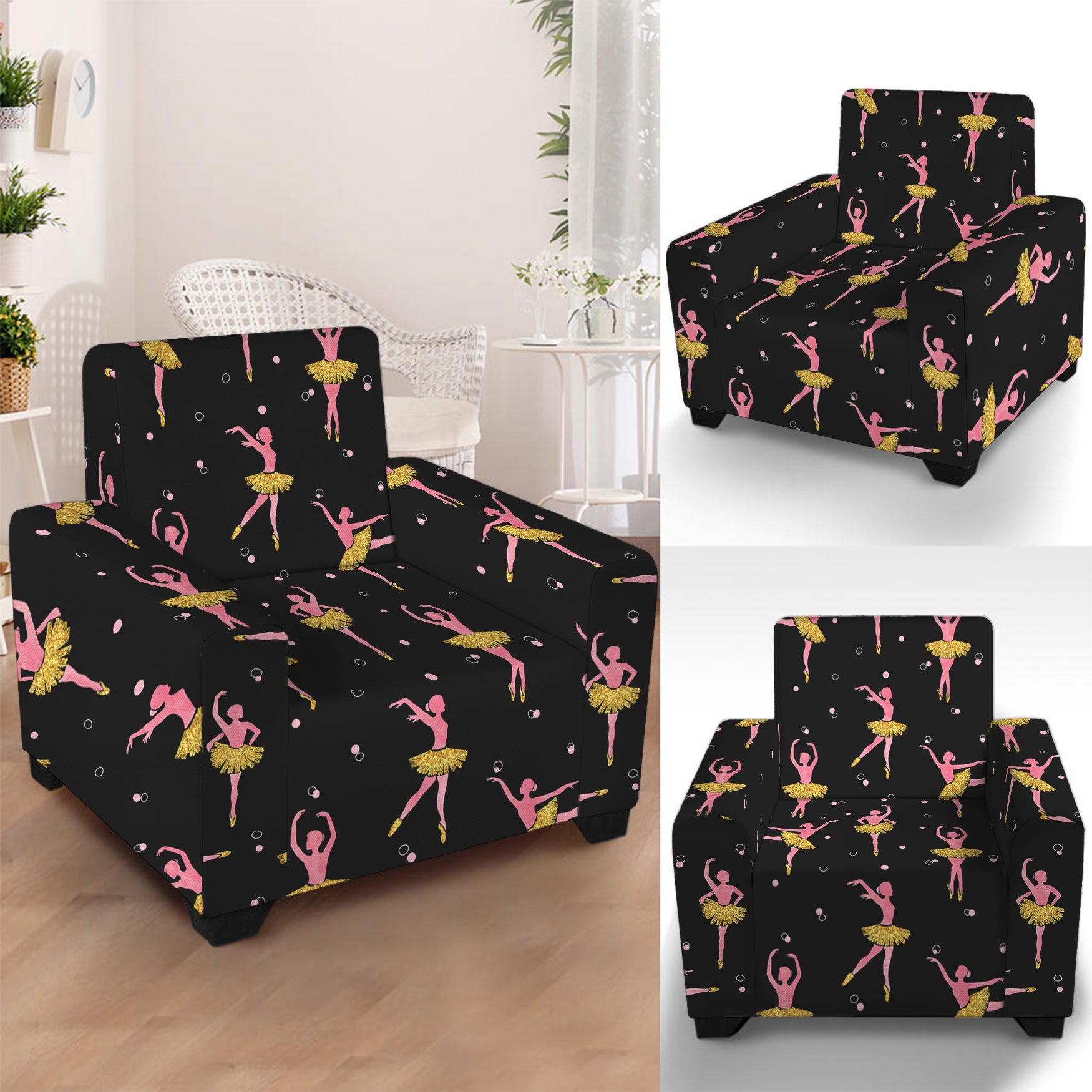 Dancing Ballet Pattern Print Armchair Slipcover