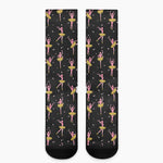 Dancing Ballet Pattern Print Crew Socks