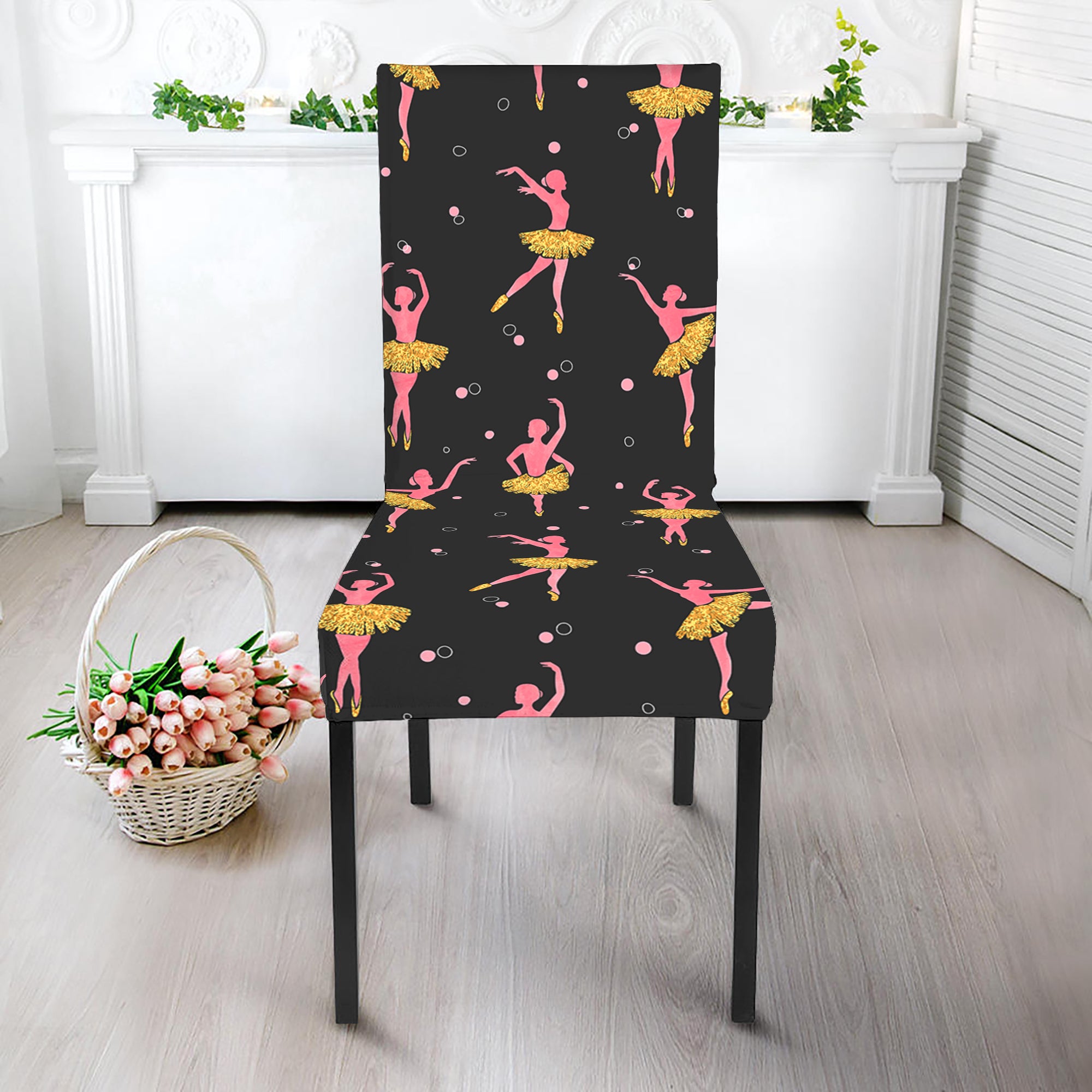 Dancing Ballet Pattern Print Dining Chair Slipcover