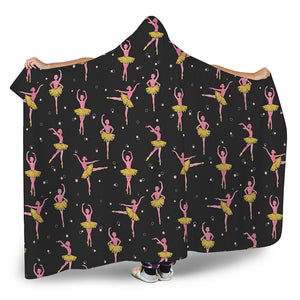 Dancing Ballet Pattern Print Hooded Blanket