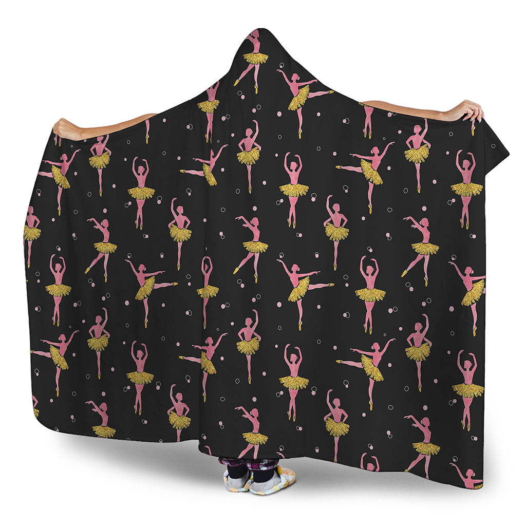 Dancing Ballet Pattern Print Hooded Blanket