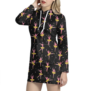 Dancing Ballet Pattern Print Hoodie Dress