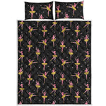 Dancing Ballet Pattern Print Quilt Bed Set