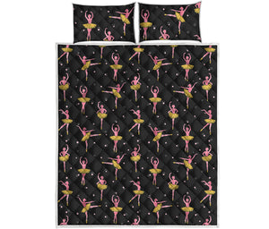 Dancing Ballet Pattern Print Quilt Bed Set