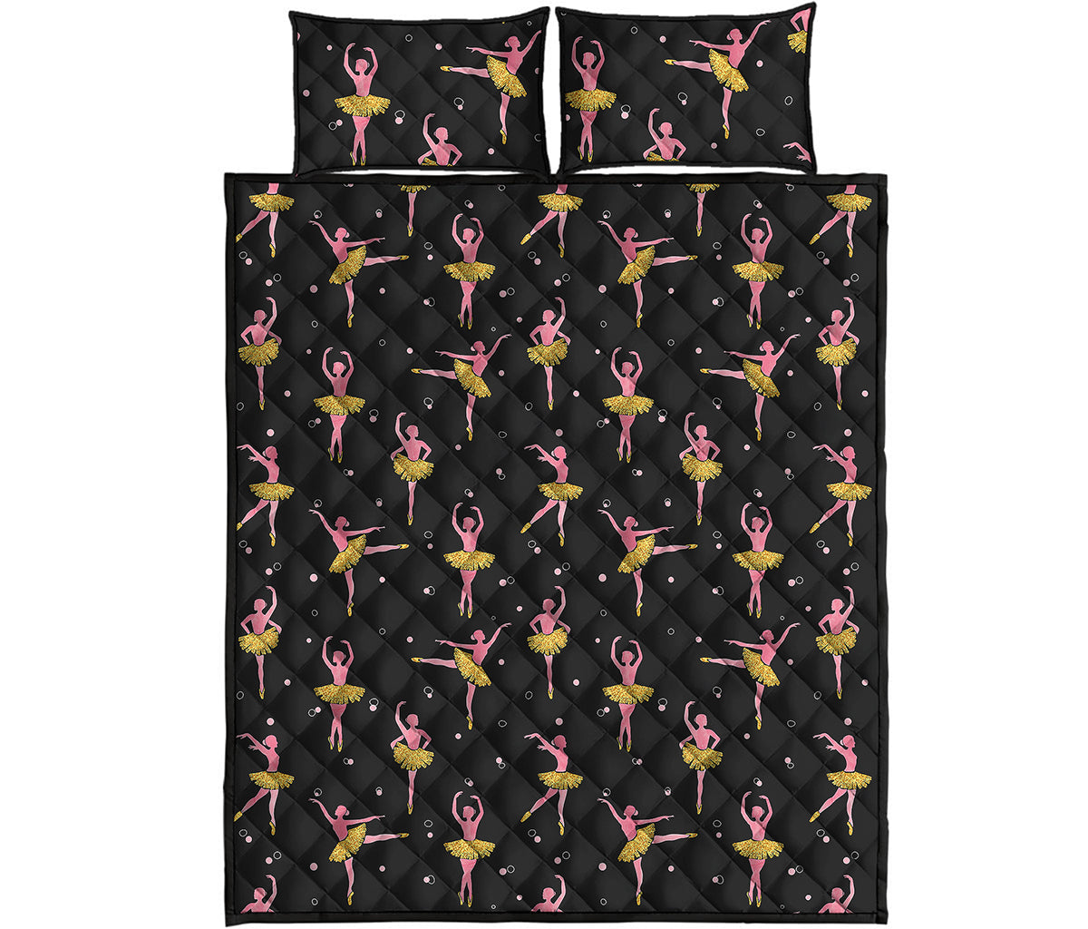 Dancing Ballet Pattern Print Quilt Bed Set