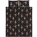 Dancing Ballet Pattern Print Quilt Bed Set