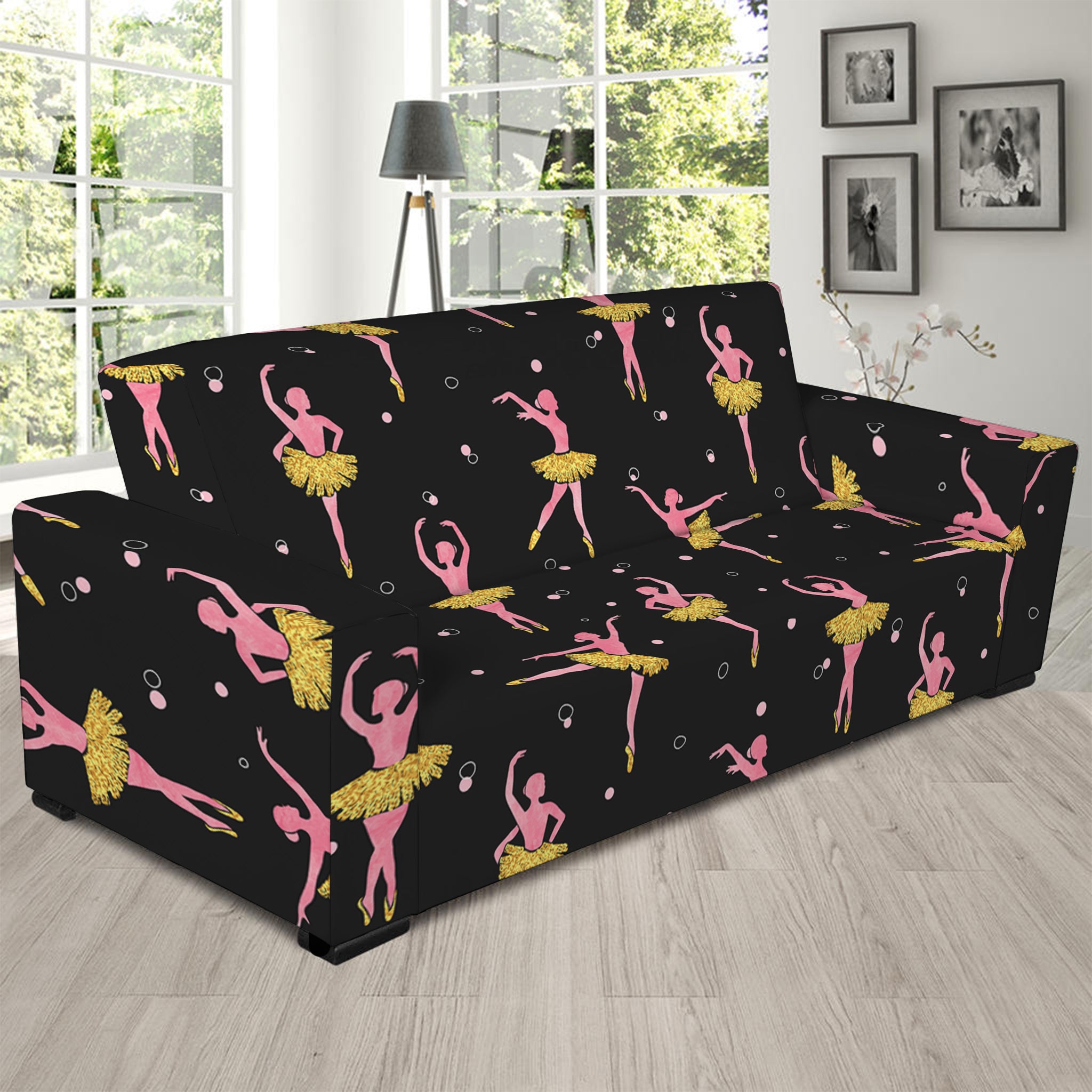 Dancing Ballet Pattern Print Sofa Slipcover