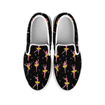 Dancing Ballet Pattern Print White Slip On Shoes