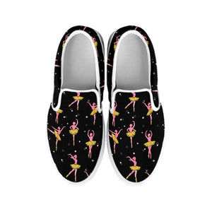 Dancing Ballet Pattern Print White Slip On Shoes