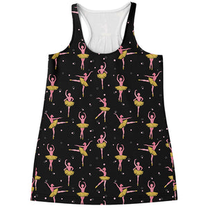 Dancing Ballet Pattern Print Women's Racerback Tank Top