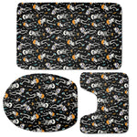 Dancing Skeleton Party Pattern Print 3 Piece Bath Mat Set