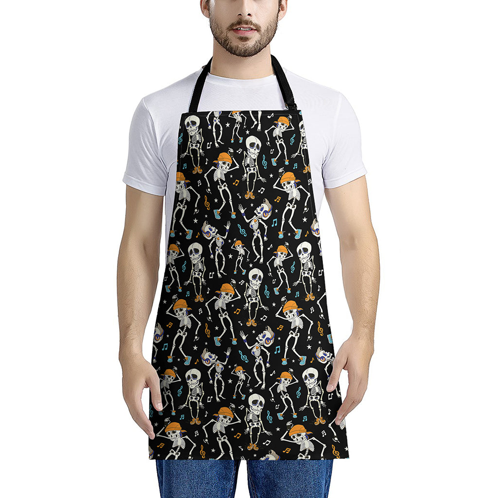 Dancing Skeleton Party Pattern Print Apron
