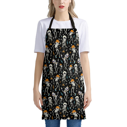 Dancing Skeleton Party Pattern Print Apron