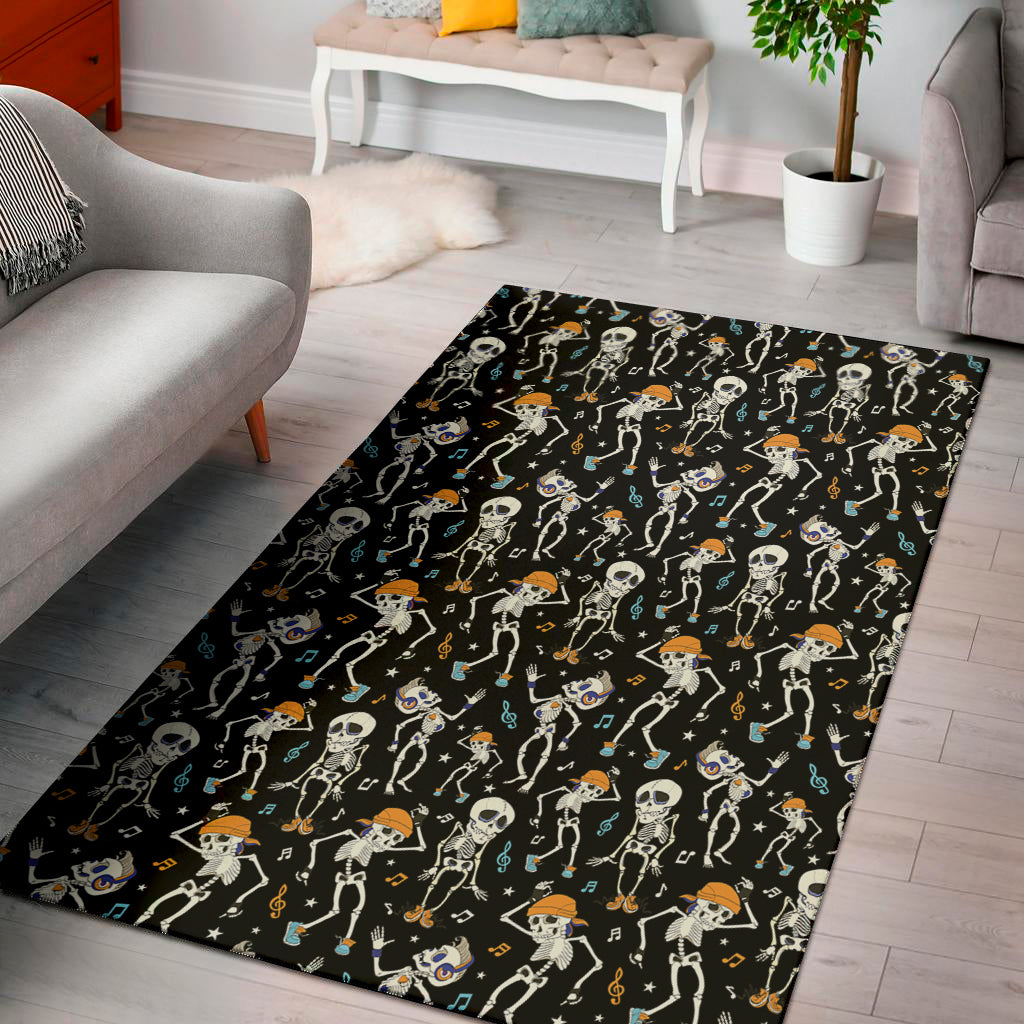 Dancing Skeleton Party Pattern Print Area Rug
