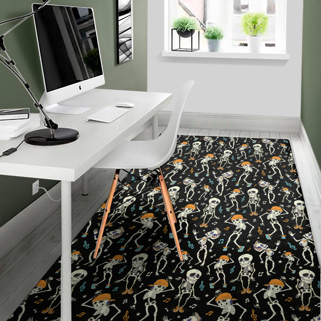 Dancing Skeleton Party Pattern Print Area Rug